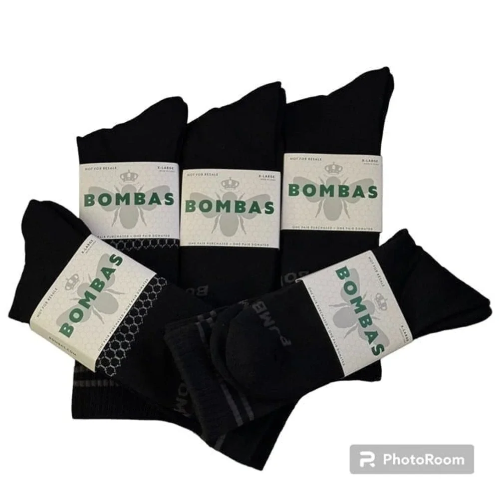 Bombas Calf Socks mens size XL solid‎ black Honeycomb cushion stay up
